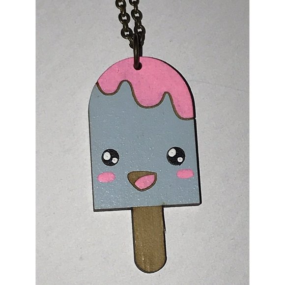 Unpossible Cuts Necklace Laser-cut Wood Pendant Wooden Jewelry Cute Popsicle - Picture 2 of 12